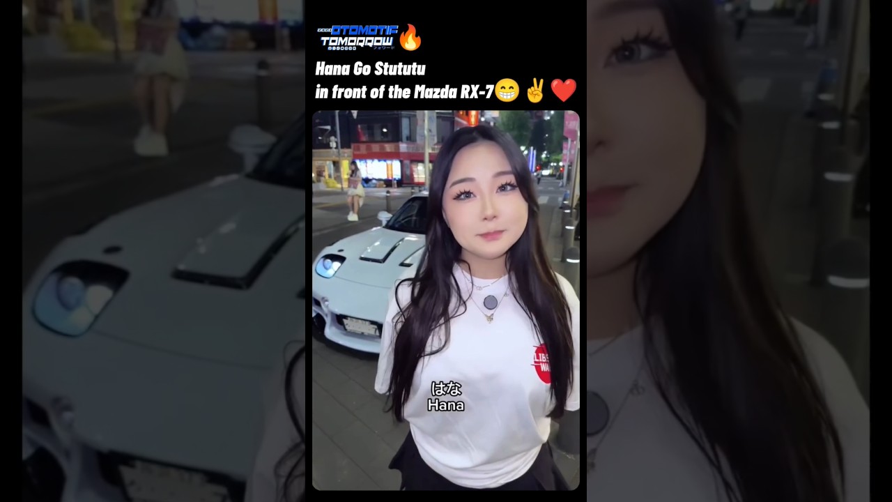 Hana sounds stututu in front of the Mazda RX-7😁❤ #car #girl #jdm