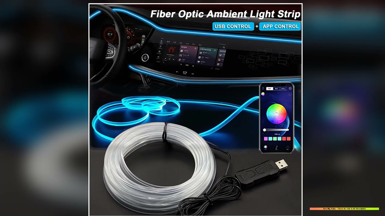 2345M RGB Car Interior Ambient LED Light Strip Invisible USB Fiber Optic Atmosphere Lamp Support