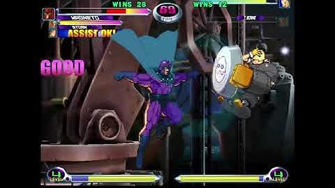 MvC2: Romneto - Tron blocks Magneto Rushdown then Throw to Lunch Rush