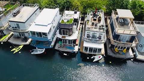 Drone view of the Toronto Floating Homes