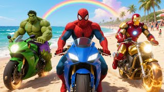 スパイダーマン、ハルク＆アイアンマン バイクチャレンジ🏍️💨 screenshot 4