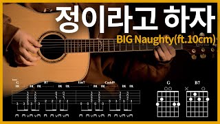 86.[정이라고 하자 (Feat. 10CM) - BIG Naughty (서동현) ] 【★★☆☆☆】 기타 | Guitar tutorial |ギター 弾いてみた 【TAB譜】