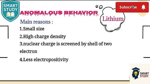 Anomalous Behavior of Lithium Explained!Why is Lithium So Different?"