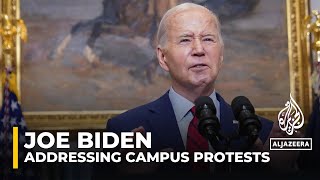 US President Joe Biden addresses the campus protests screenshot 3