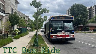 Toronto TTC 15 Evans Bus Ride - Full Route Eastbound 7/13/2023