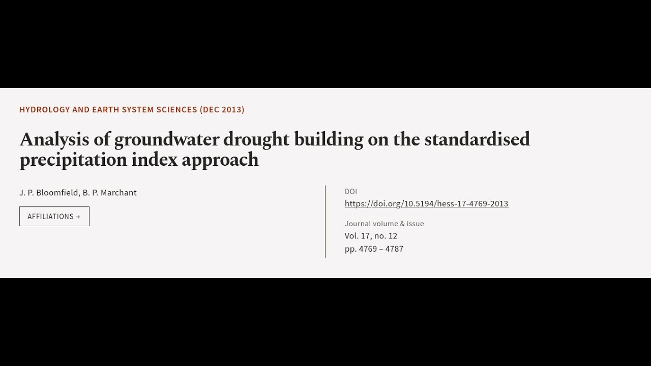 Analysis of groundwater drought building on the standardised precipitation index appr... | RTCL.TV