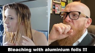 She is bleaching her hair with aluminium foils !!! Hairdresser reacts to a hair fail #hair #beauty