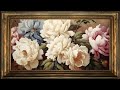 Framed peonies bouquet in spring vintage oil painting  art screensaver for tv