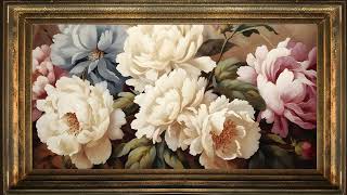 Framed Peonies Bouquet in Spring, Vintage Oil Painting | Art Screensaver for TV screenshot 4