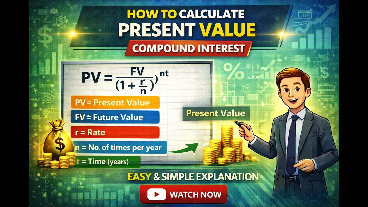 How to Calculate Present Value Using Compound Interest | PV = FV / (1+r ...
