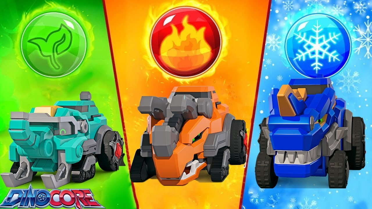 Dinocore Cartoon | Super Car Element Earth Water Fire | The Good Dinosaur | Kids Movies 2025