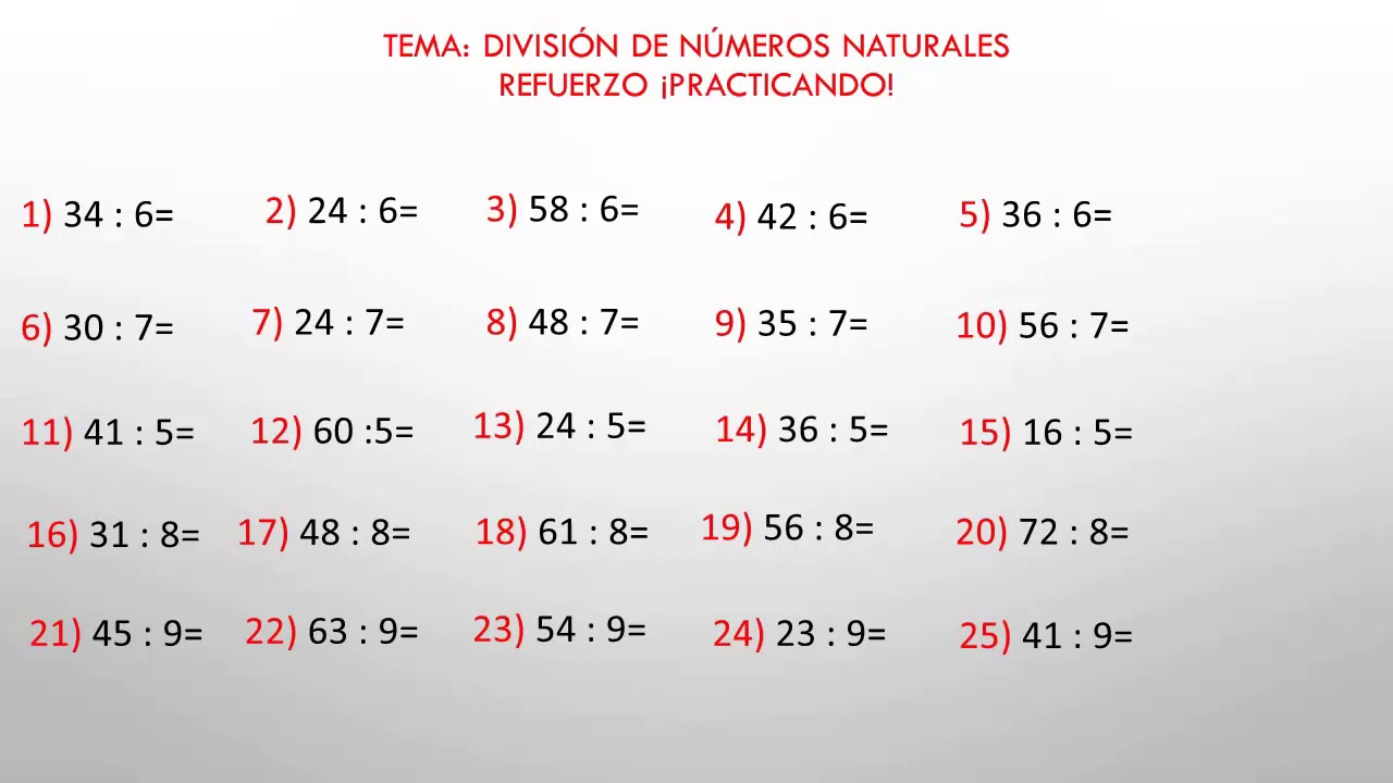 División de Números Naturales (Reforzamiento) 4to
