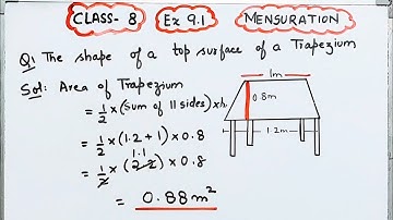Shape of top surface of table is trapezium Find area if parallel sides are 1m & 1.2m Perpendicular