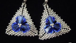 Triangel beaded earring with Bicon bead elegant and easy to make for beginners