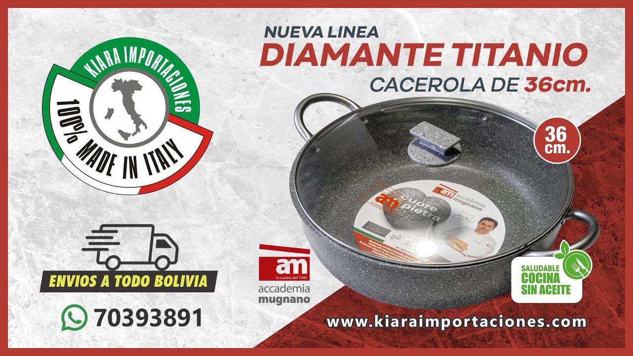 🍲 Cacerola de 36cm Diamante Titanio Accademia Mugnano