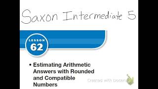 Saxon Math Intermediate 5 Lesson 62