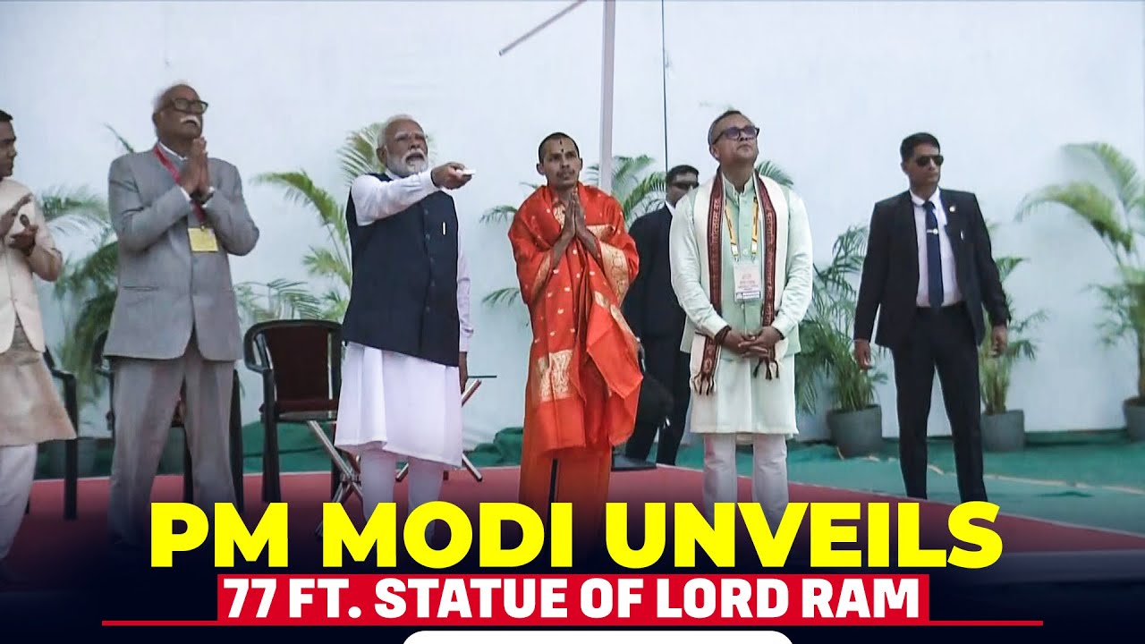 PM Modi unveils 77 ft. statue of Lord Ram at Shree Samsthan Gokarn ...