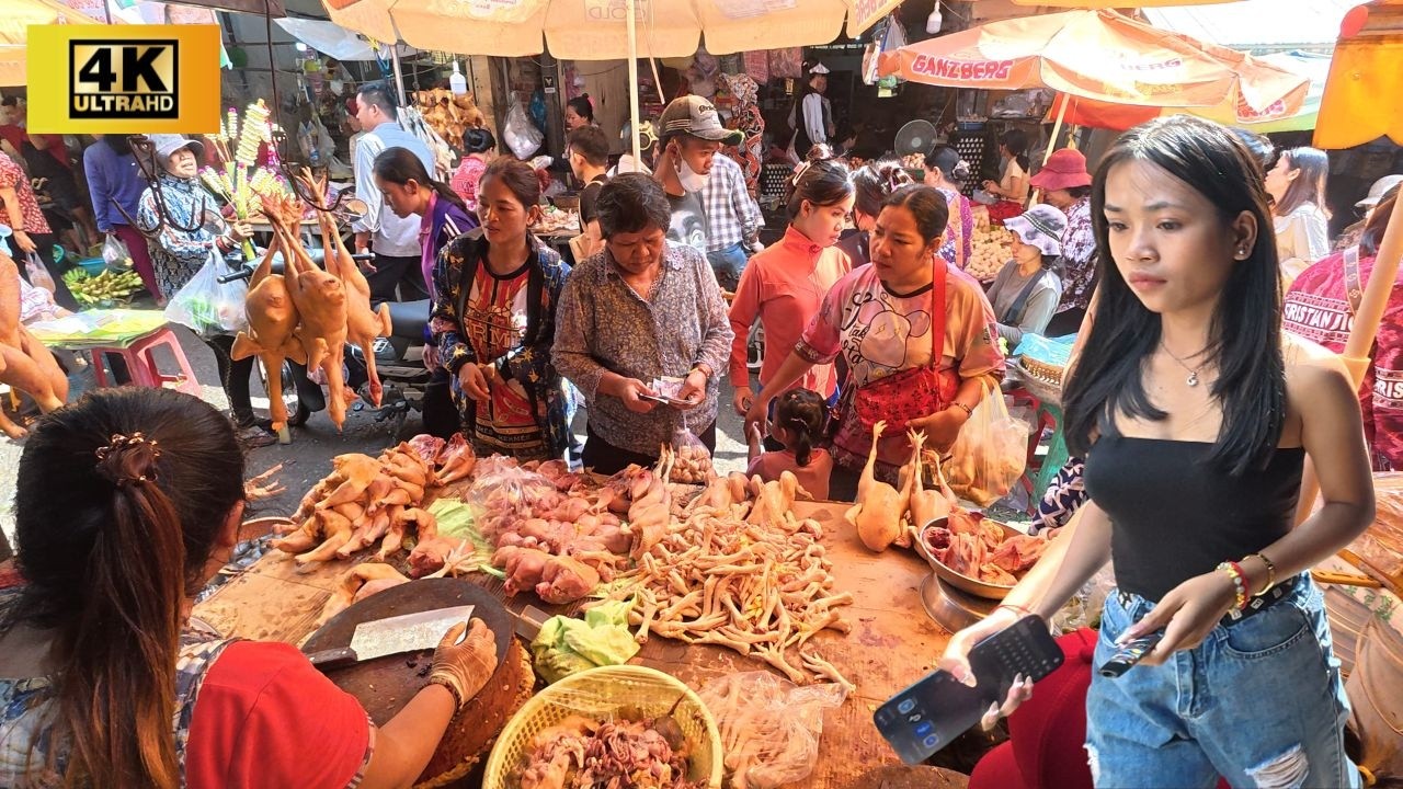 Busy Street Food Market Walk 🔥🥬🐟  Fresh Food Collection & walking Tour