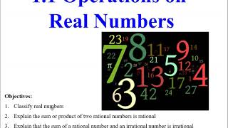 Algebra 1 1.1 Operations on Real Numbers   Video   PLM 3