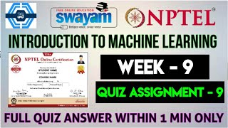 Introduction To Machine Learning -  Week 9 Answers Solution 2023 | NPTEL | SWAYAM