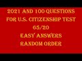 2021 and 100 QUESTIONS FOR U.S. CITIZENSHIP TEST
