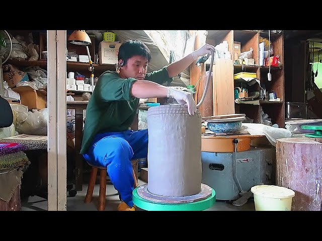 陶芸]傘立ての制作。 [pottery] How to make ceramics Umbrella stand