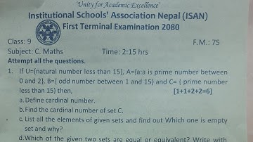 C.Math  Question for Class 9: 1st Term Exam 2080, ISAN,Bhaktapur