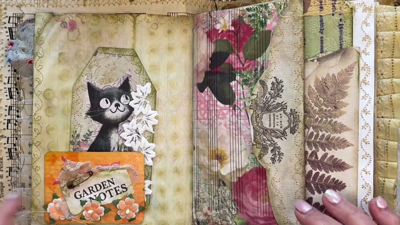 Whimsical Garden Journal Flip Through Vintage Papers & Botanicals