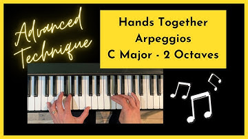 Piano Arpeggios:  C Major, Hands Together, How to Play!  (2 Octaves)
