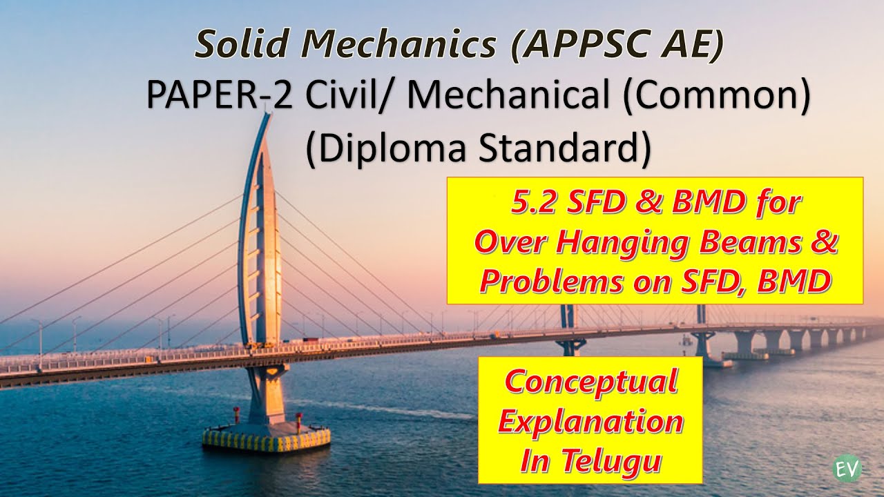 APPSC AE || Solid Mechanics | 5.2 SOM | SFD & BMD For Overhanging Beams  | Problems | Paper 2
