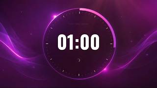1 Minute Countdown Timer | Ending Alarm | Neon Purple