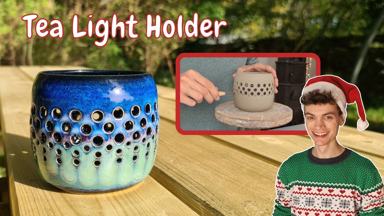 How To Make A Tea Light Holder // throwing, trimming, hole making and glazing, full pottery process