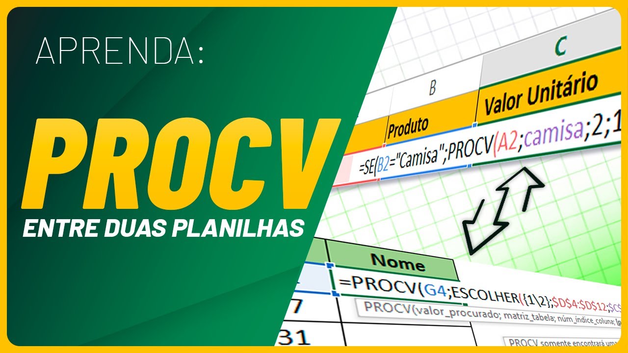 COMO USAR PROCV NO EXCEL ENTRE DUAS PLANILHAS visual data 5