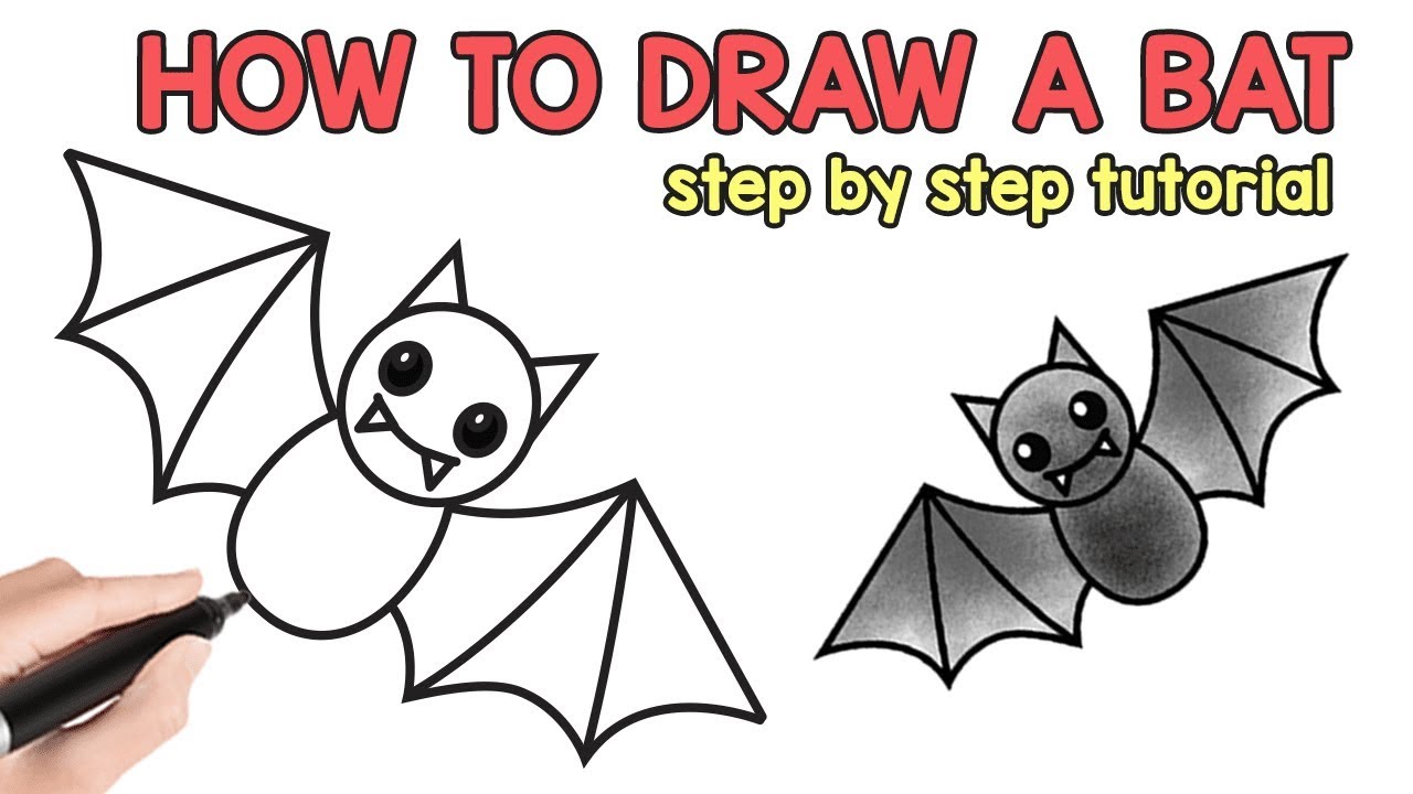 How to Draw a Bat easy step by step drawing tutorial