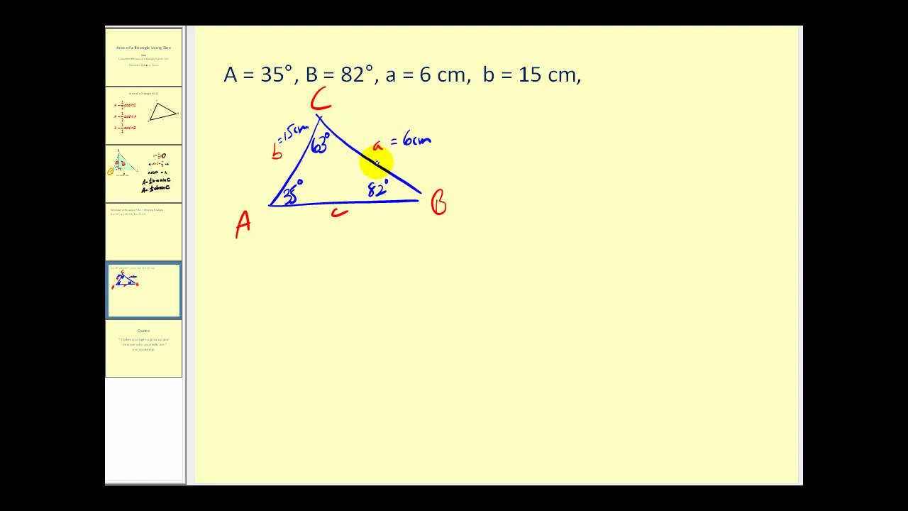 The Area of a Triangle using Sine YouTube