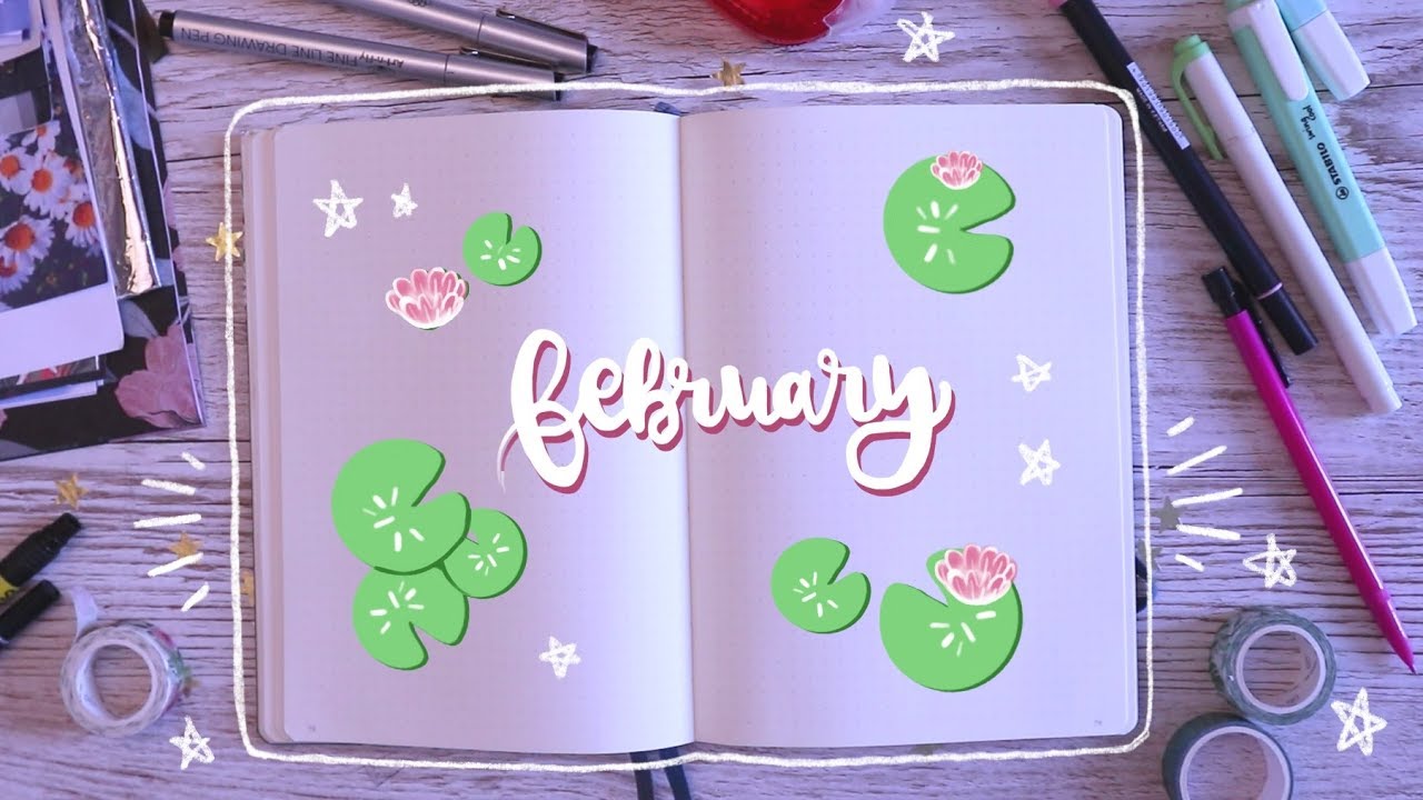 February 2019 Bullet Journal Plan With Me lily pads theme YouTube