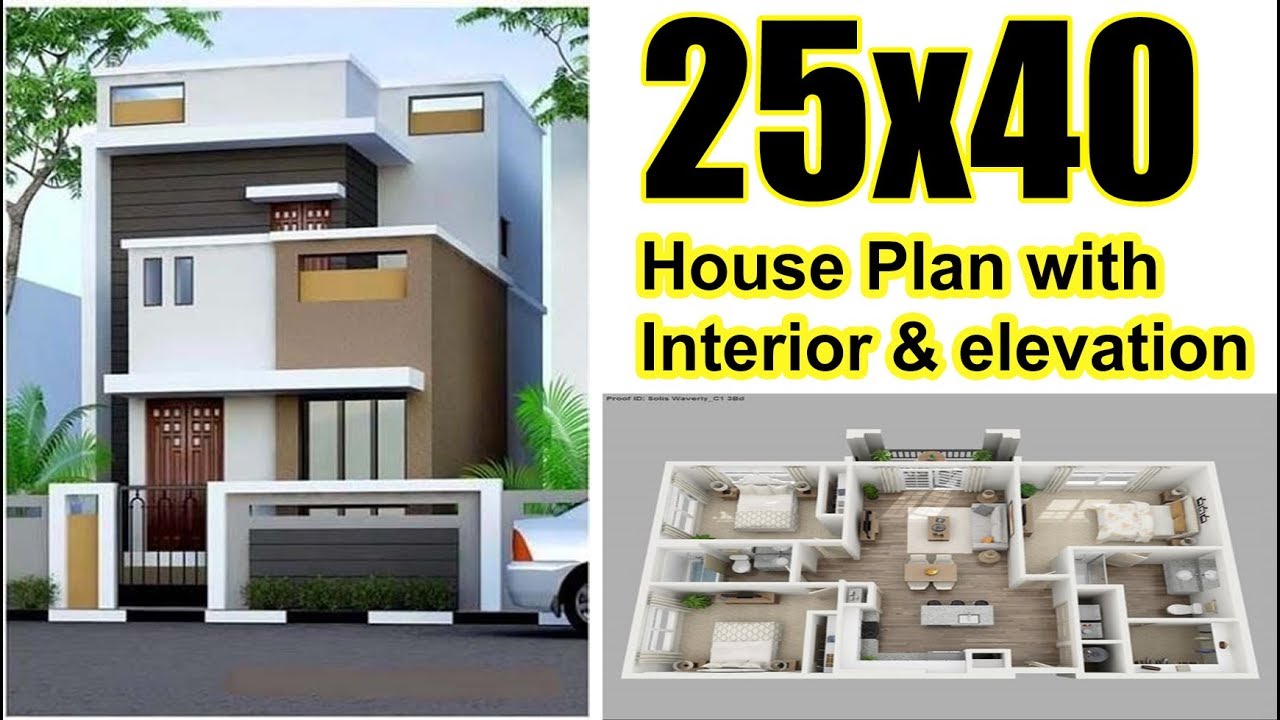 25x40 House  plan  with Interior Elevation  complete  YouTube