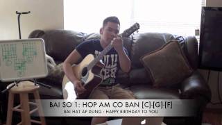 [Bài 1] H??ng d?n cách b?m 3 h?p âm c? b?n C-G-F v?i bài "Happy Birthday to you"