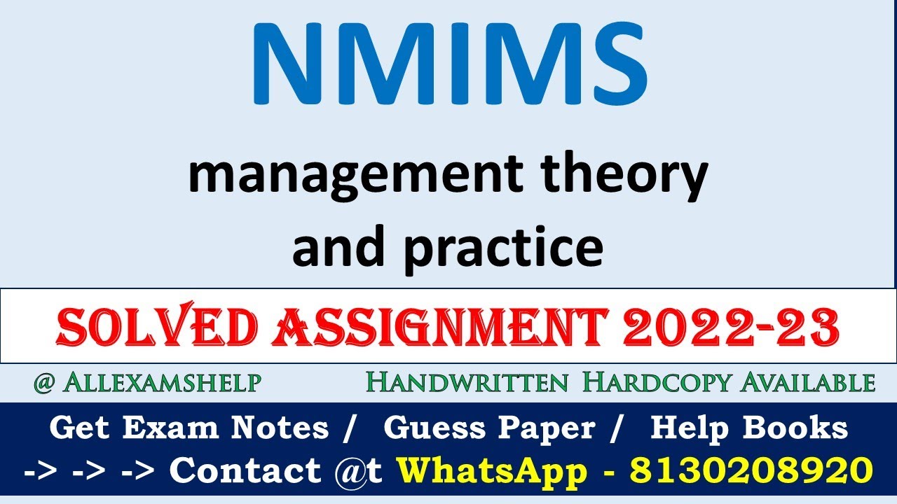 NMIMS Management Theory and Practice Assignment June 2023 - YouTube