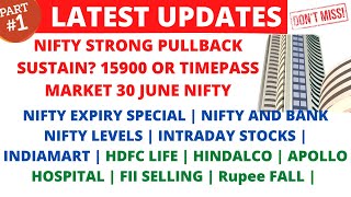 LATEST SHARE MARKET NEWS30 JUNENIFTY EXPIRY SPECIALINDIAMARTHDFC LIFEHINDALCOAPOLLO PART-1