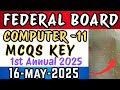 Computer Class 11 Federal Board Mcqs Key 1st Annual Examination 2025