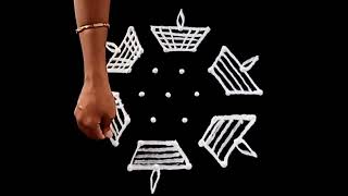 Simple and Creative Rangoli Muggulu Designs with 7X4 Dots/Deepam Rangoli/Beautiful Kolam/Rangolis