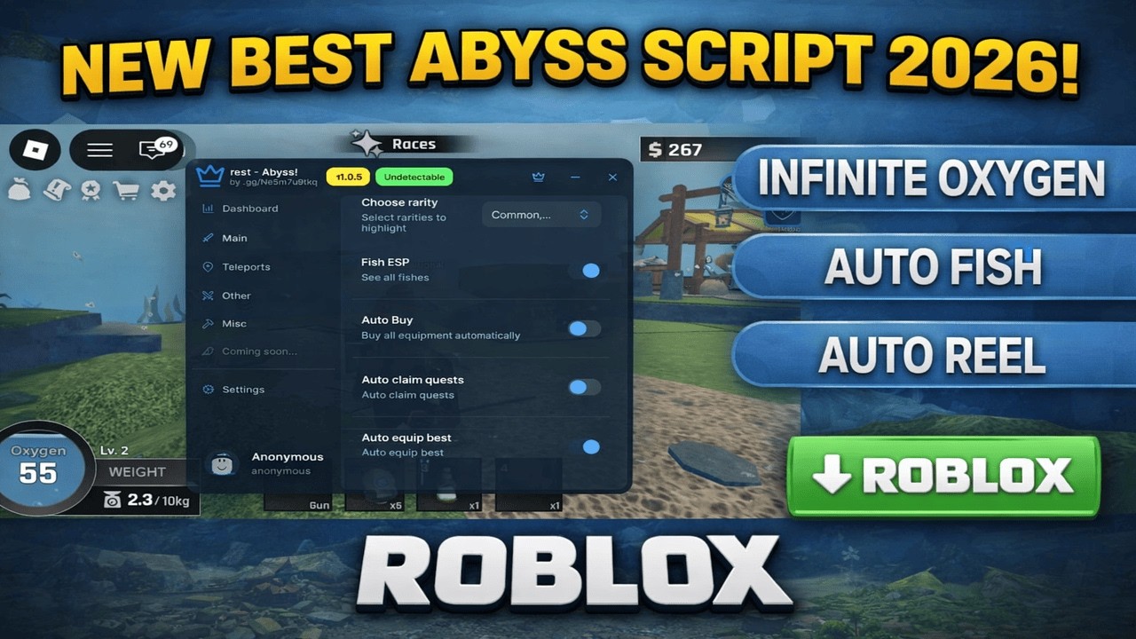 New Best Abyss Script 2026 | Infinite Oxygen, Auto Fish, Auto Reel ...