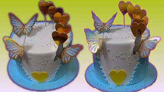 1kg Fancy cake 🎂🍰 New disgn fancy cake blue 💙 & white colour combination with Butterfly 🦋 🦋🦋#cake