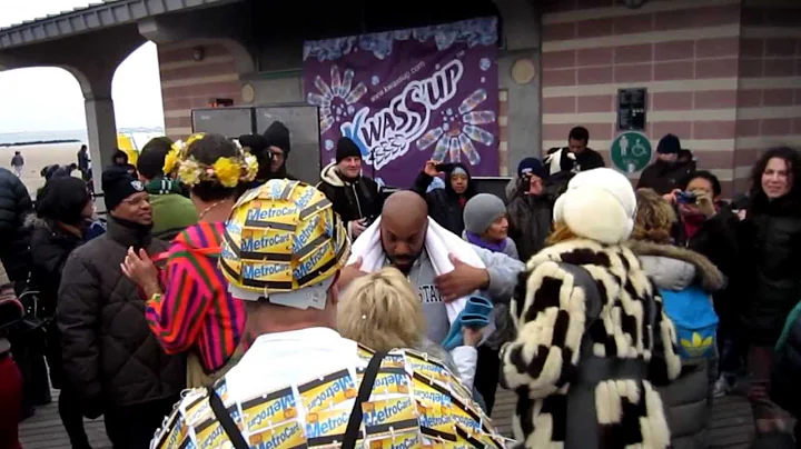 Polar Bear plunge  at Coney Island NYC , January 1 , Happy New Year