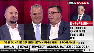 EXCLUSIV Adrian Veștea, la România TV: „Mâine depunem lista cu miniștri și programul”.