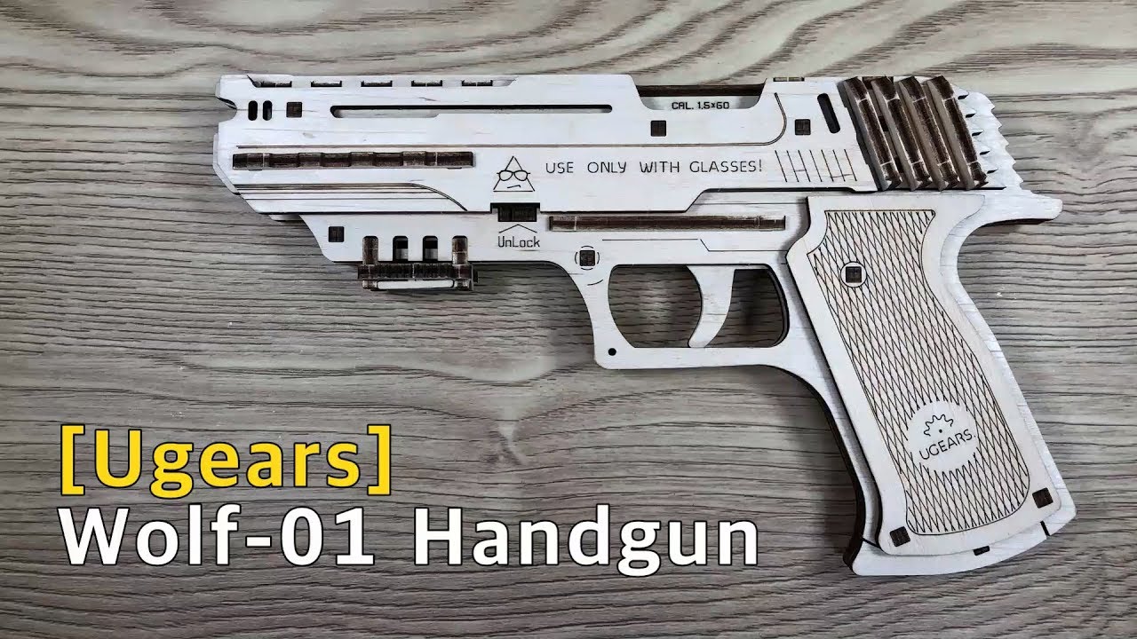 Wolf01 고무줄 권총 만들기 (Wolf01 Handgun) [Ugears] YouTube