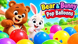 Bear & Bunny Pop Balloons 🎈🐻🐰 | Funny Kids Balloon Game | Cute Cartoon screenshot 5
