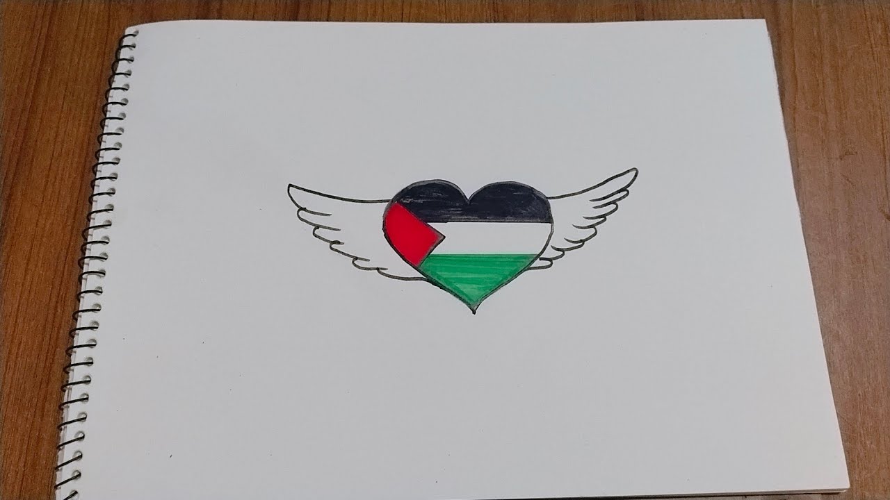 Easy drawing a heart with the Palestinian...