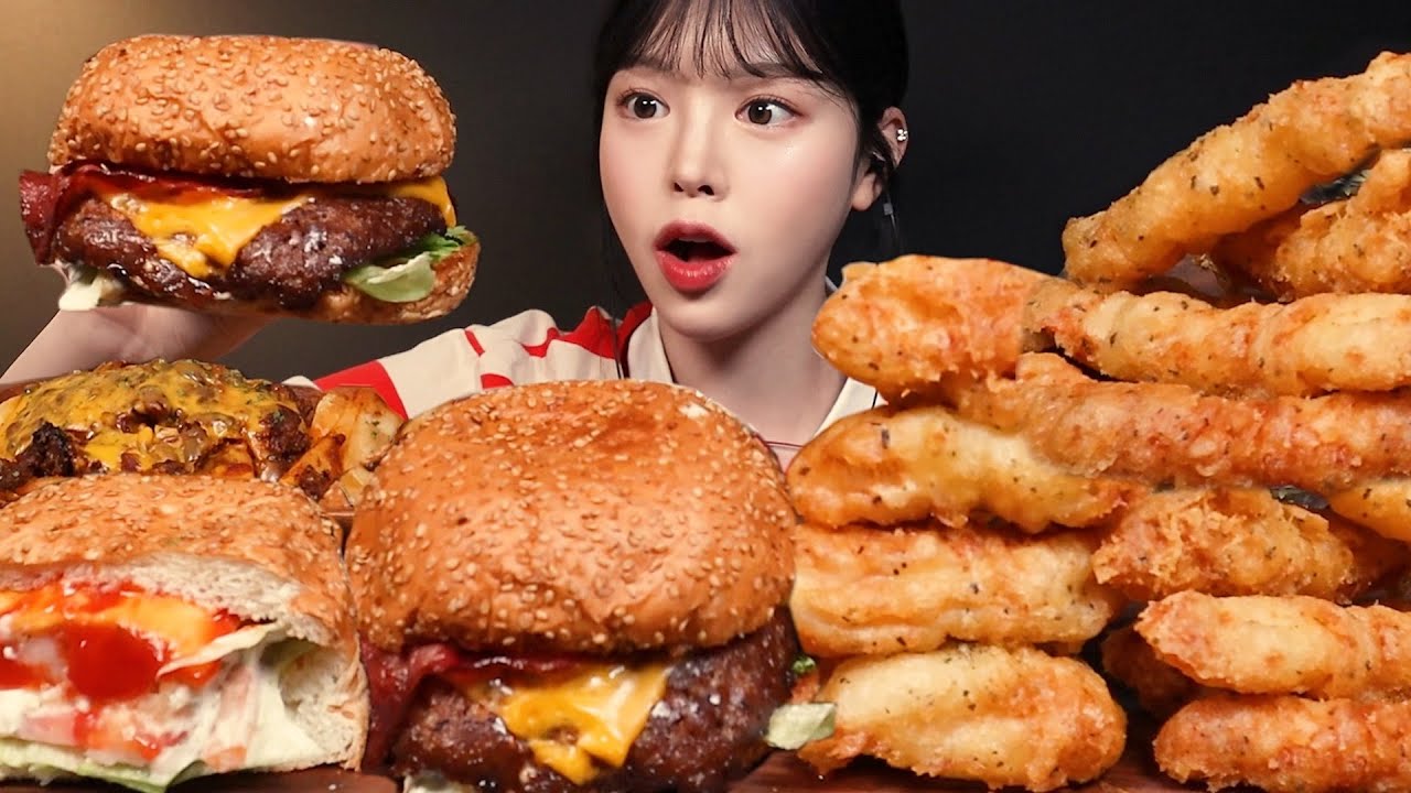SUB)바삭파삭 피쉬앤칩스에 햄버거 먹방! 새우튀김 치즈칠리프라이까지 버거 꿀조합 리얼사운드 Fish and Chips & Burgers Mukbang Asmr